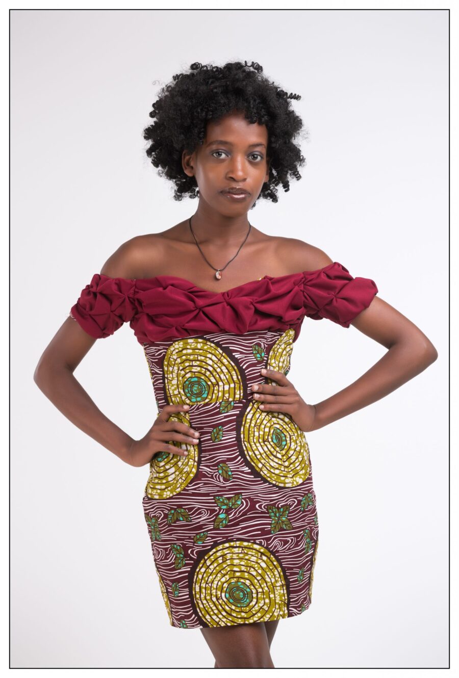 Off shoulder kitenge dress