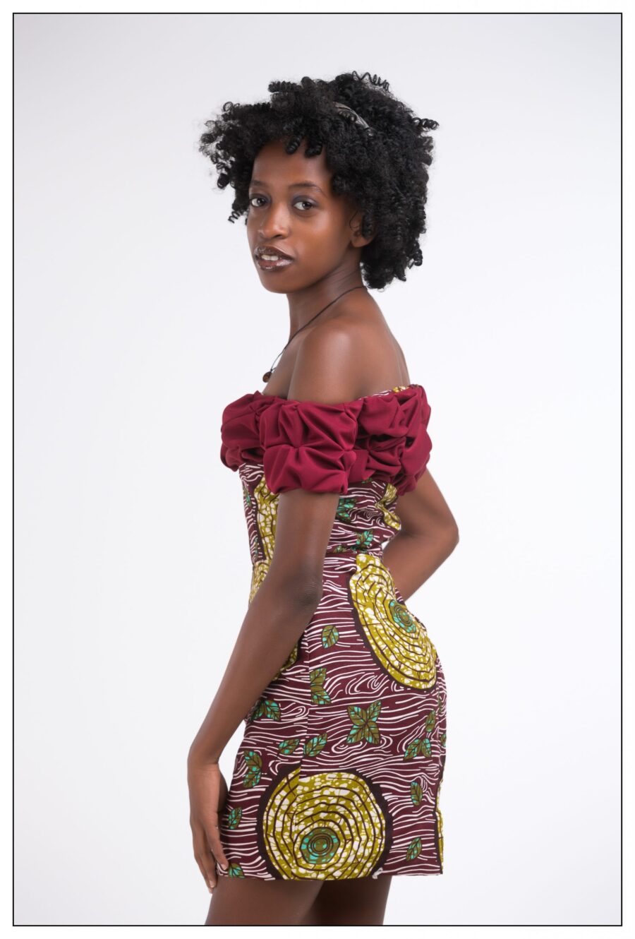 Off shoulder kitenge dress