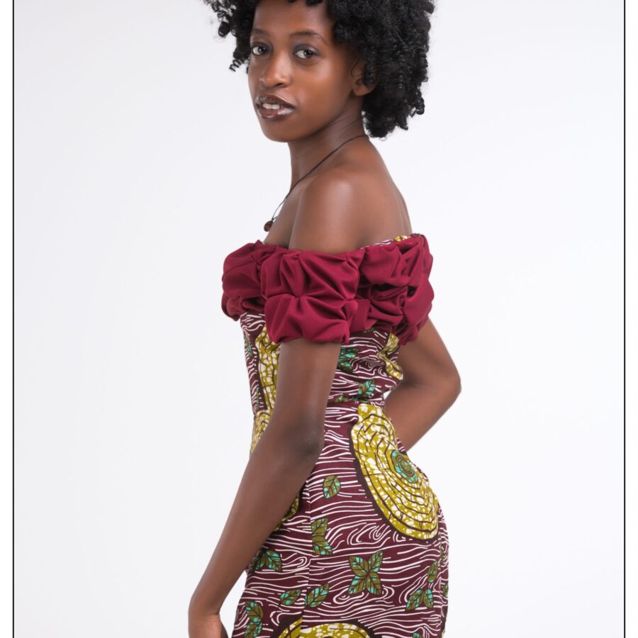 Off shoulder kitenge dress