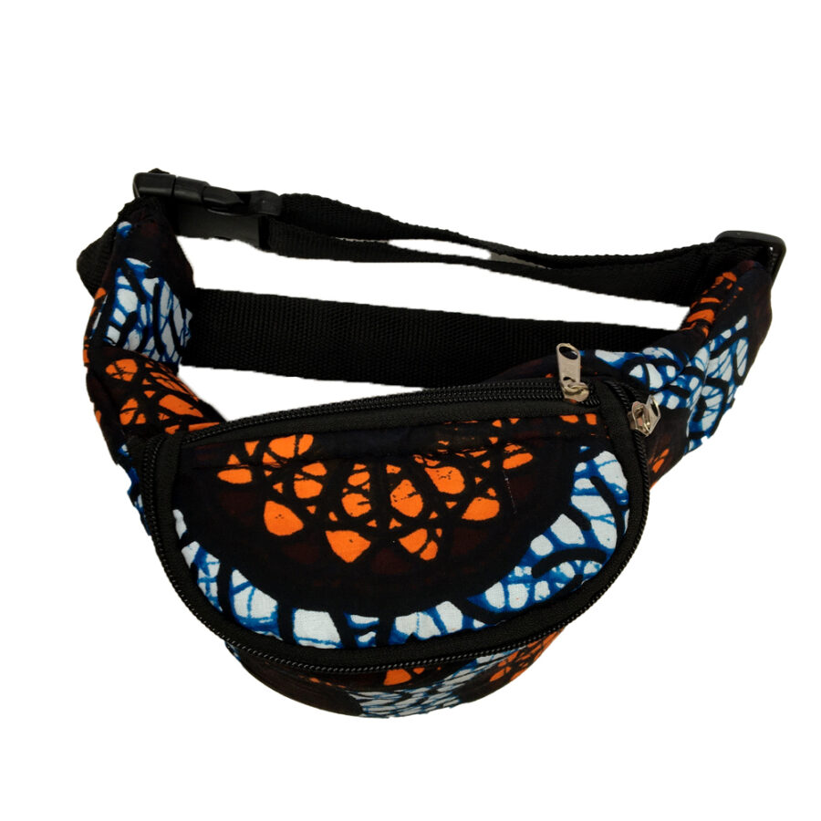 Brown patched Kitenge Fanny Bag