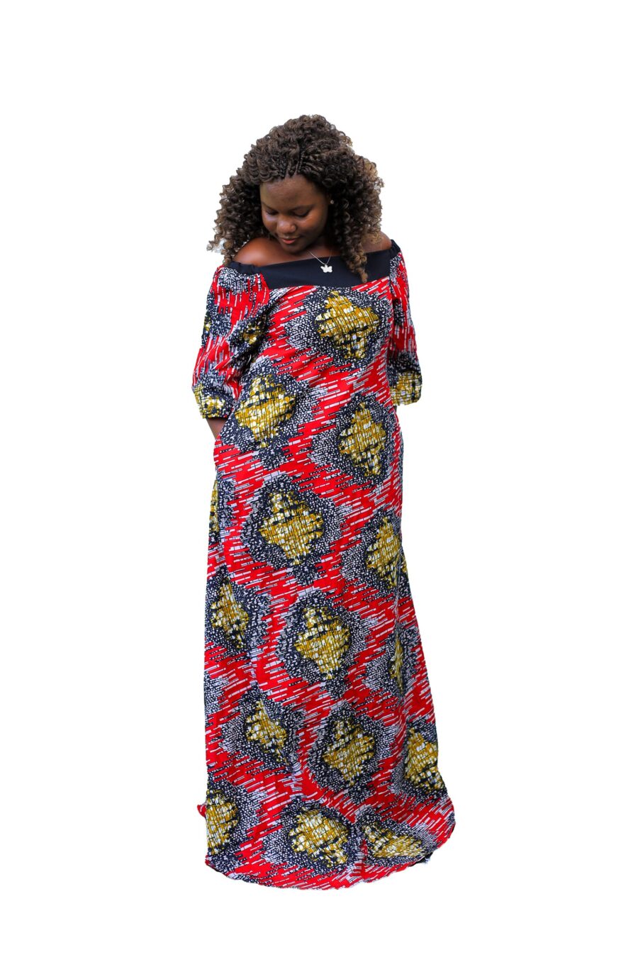 Kitenge offshoulder long dress