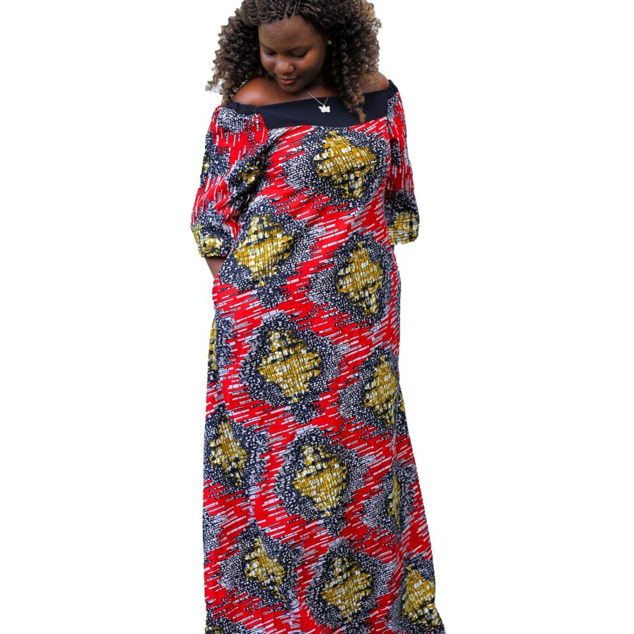 Kitenge offshoulder long dress